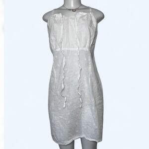 100% Cotton Dress White Cottage Core Embroidery Prairie Peasant Baby Doll 2X￼